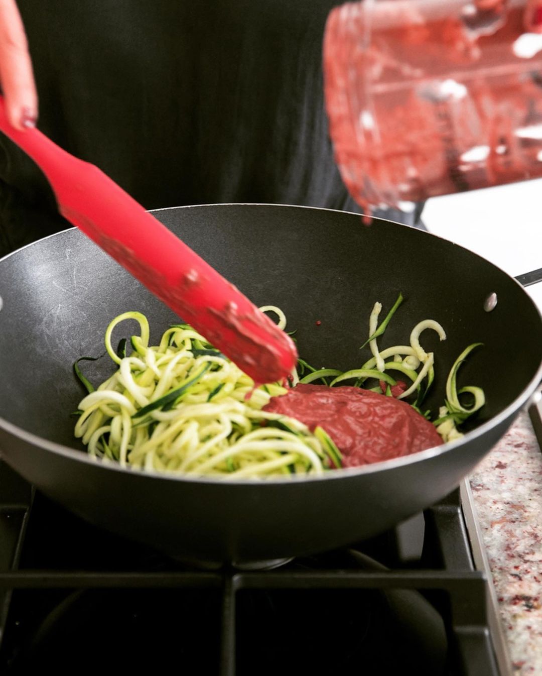 Beetroot Cashew Sauce Courgetti