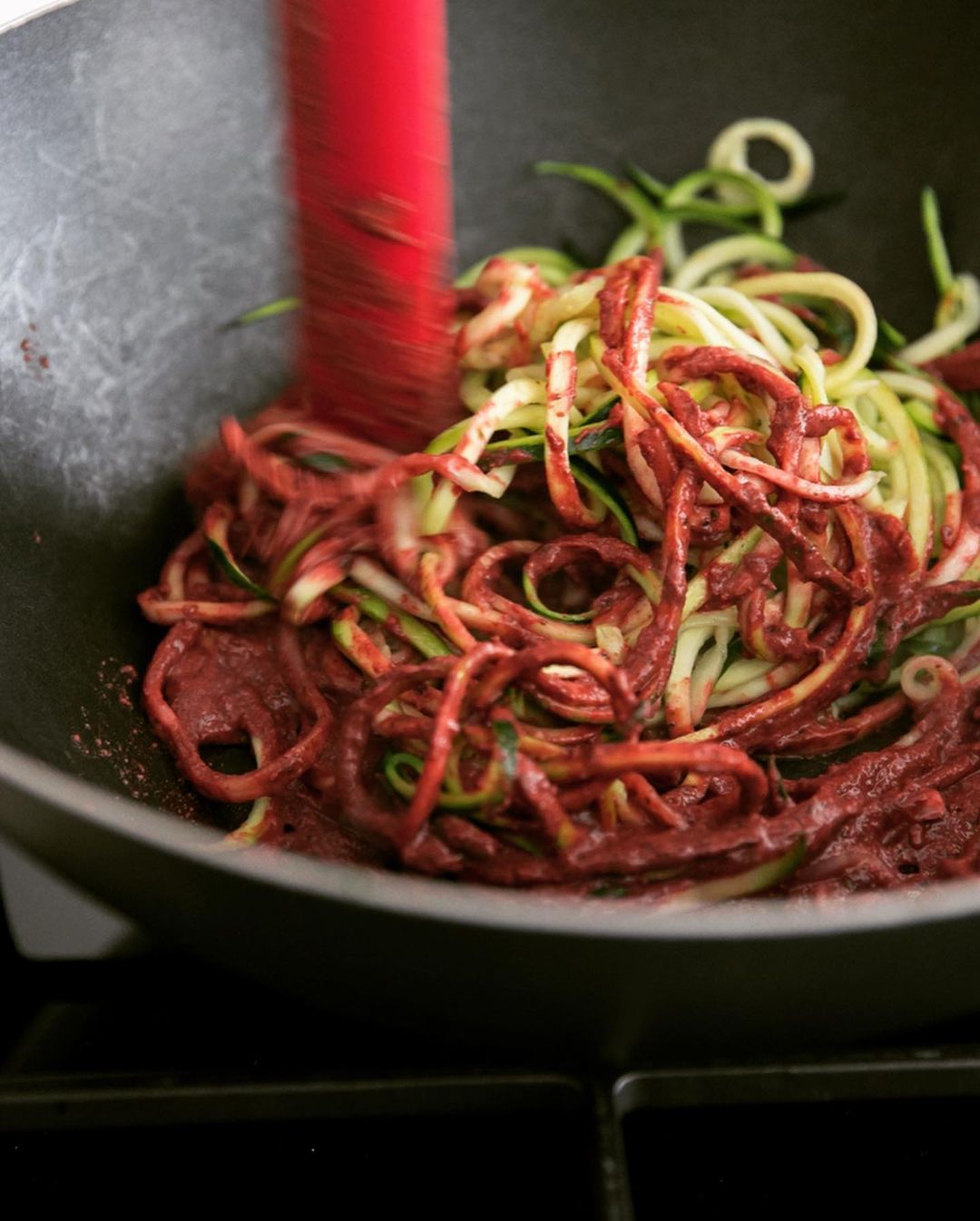 Beetroot Cashew Sauce Courgetti