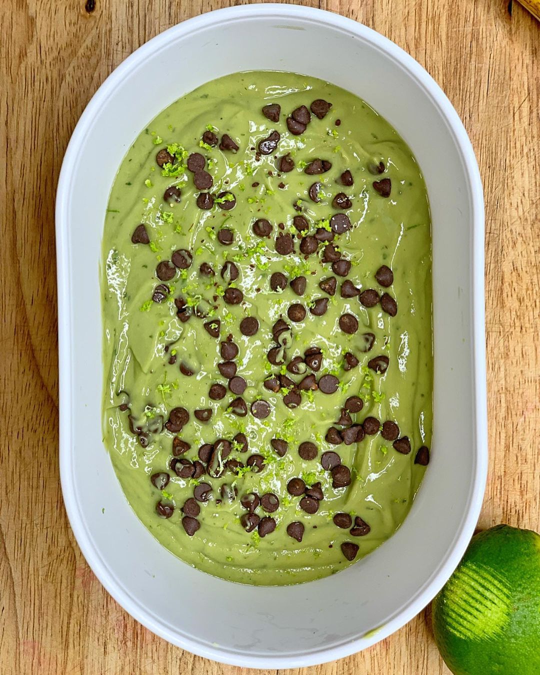 Avocado Mint Ice Cream with Banana and Lime