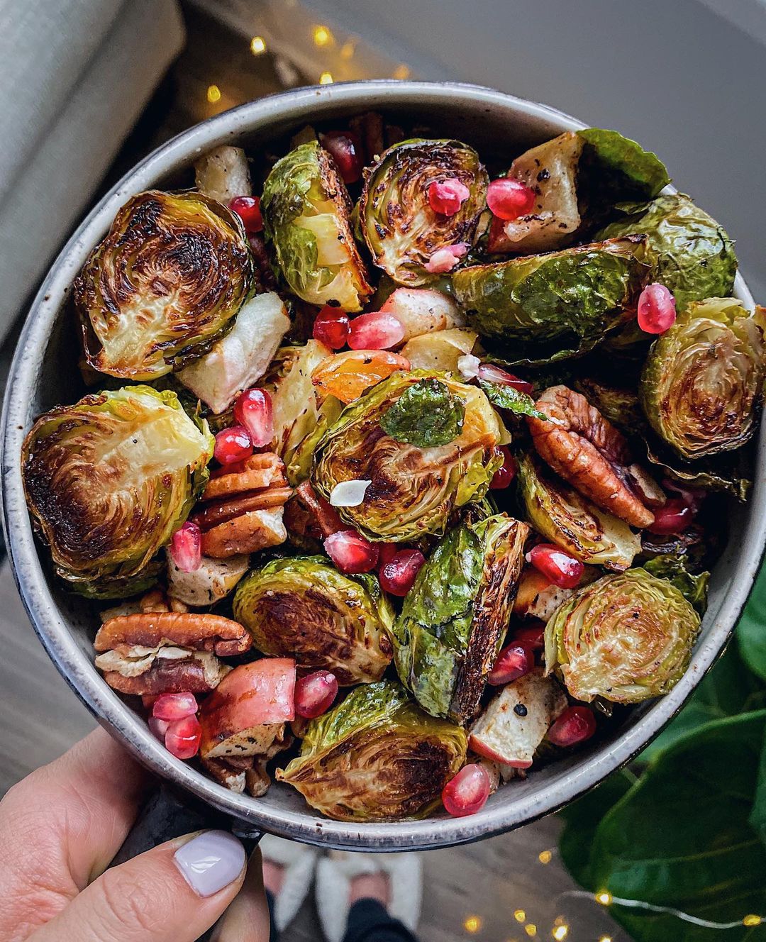 Apple Pecan Crispy Brussels Sprouts