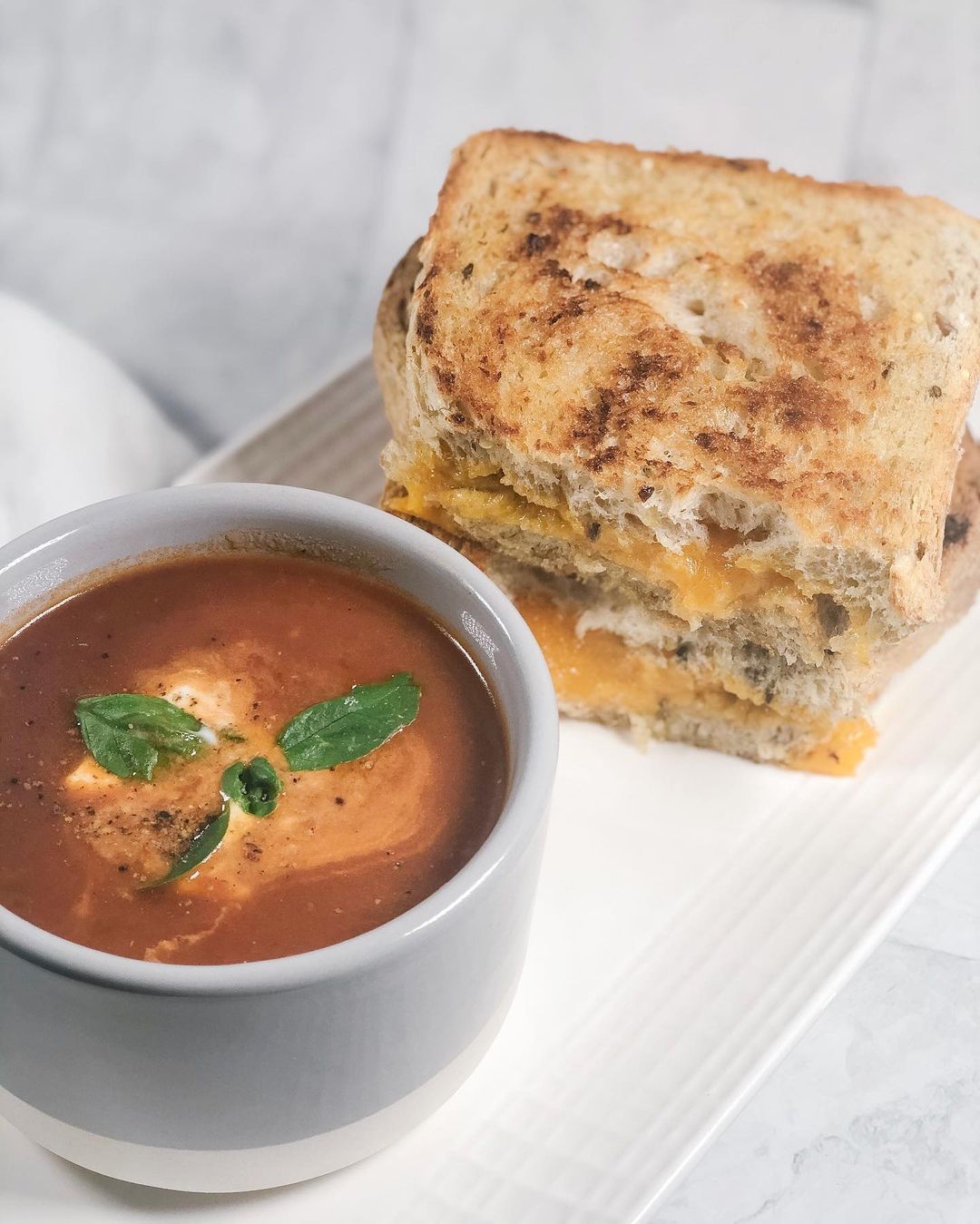 Tomato Bisque with Grilled Cheese Winter Dinner