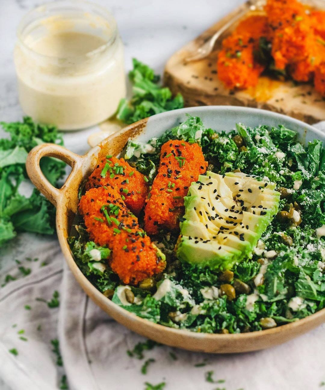 Kale Buffalo Caesars Salad