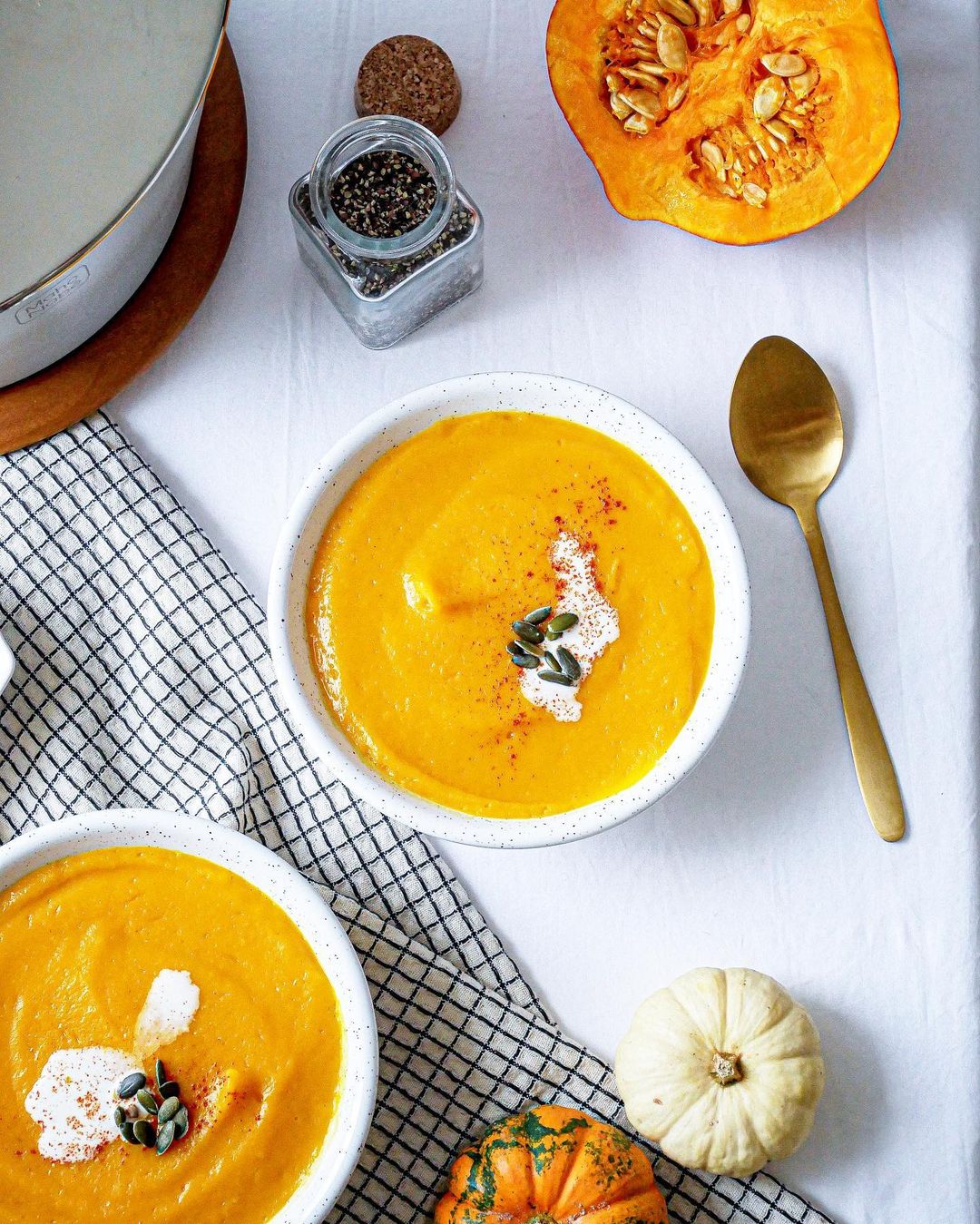 Autumn Butternut and Potimarron Soup with Cream