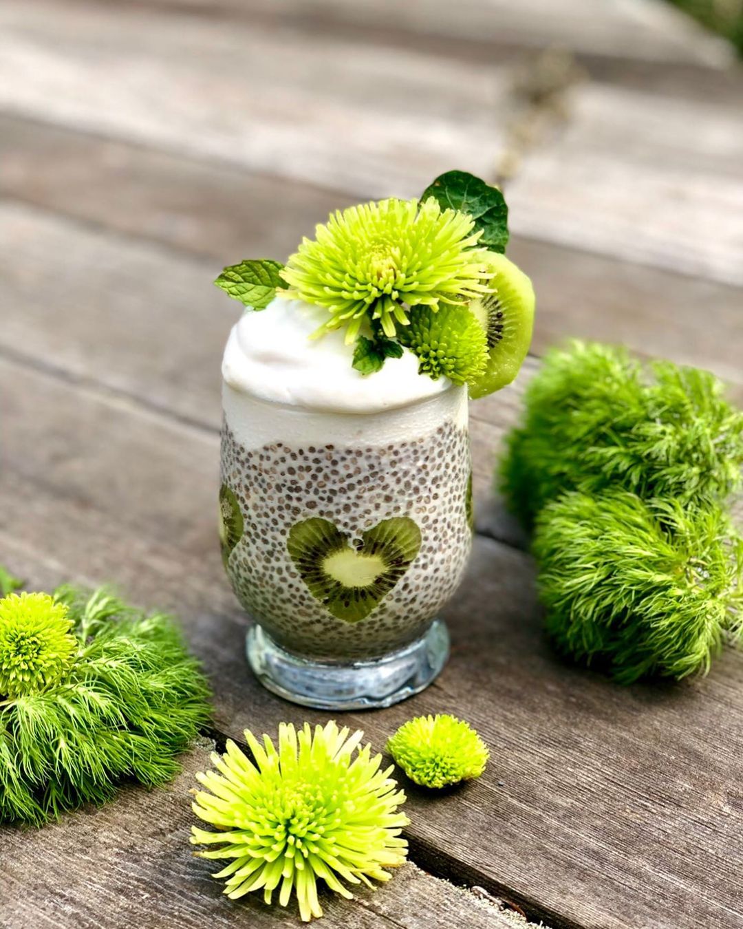 Almond Chia Seed Parfait with Heart Shaped Kiwi