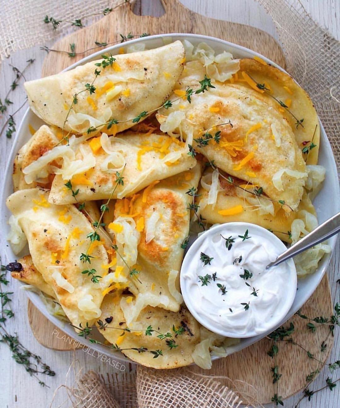Vegan Pierogi with Potato and Cheddar