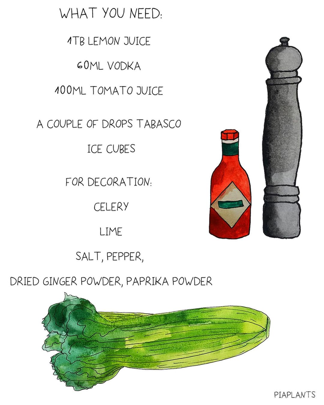 Spicy Tomato Vodka Cocktail with Celery Garnish