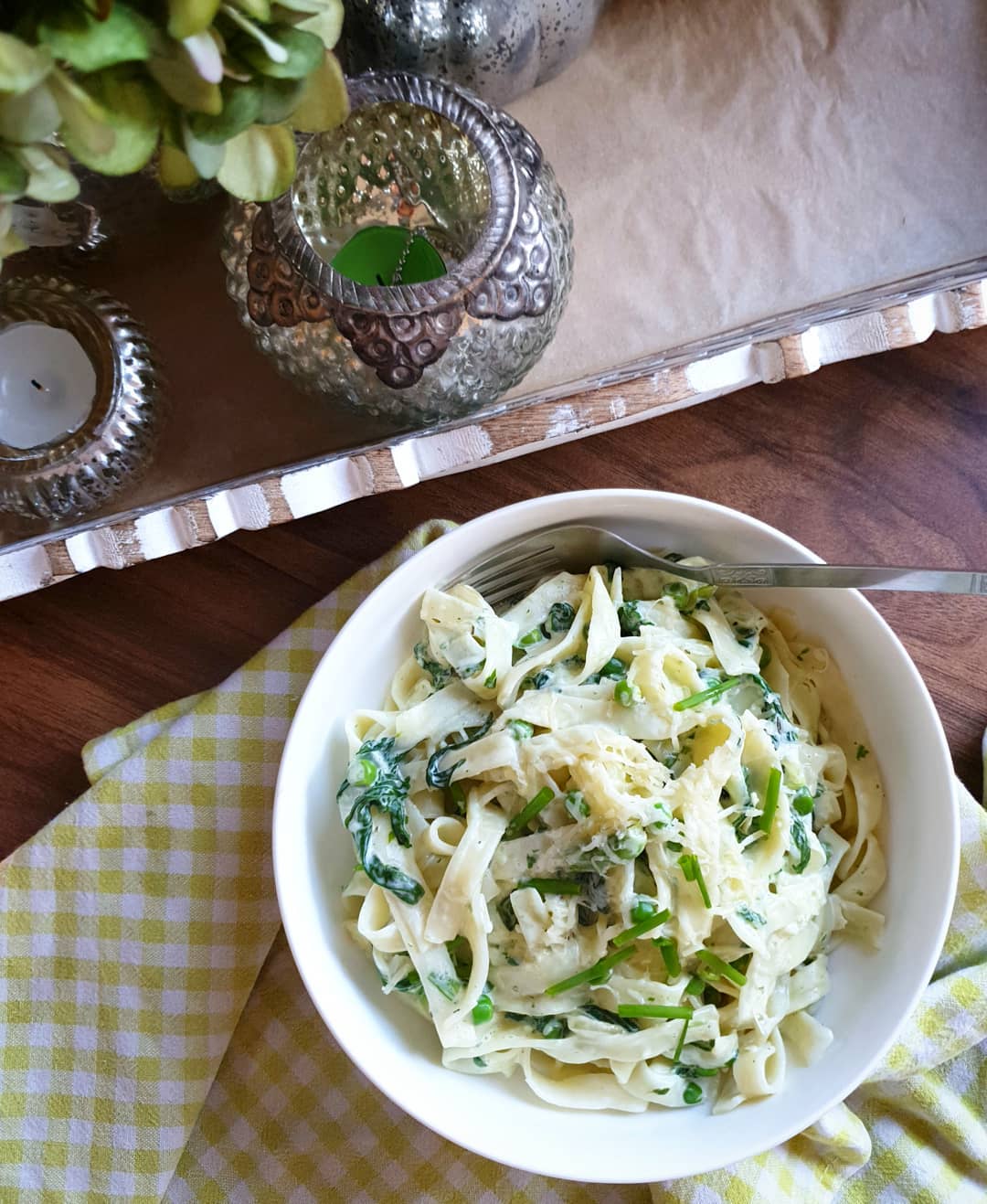 Spinach and Pea Tagliatelle
