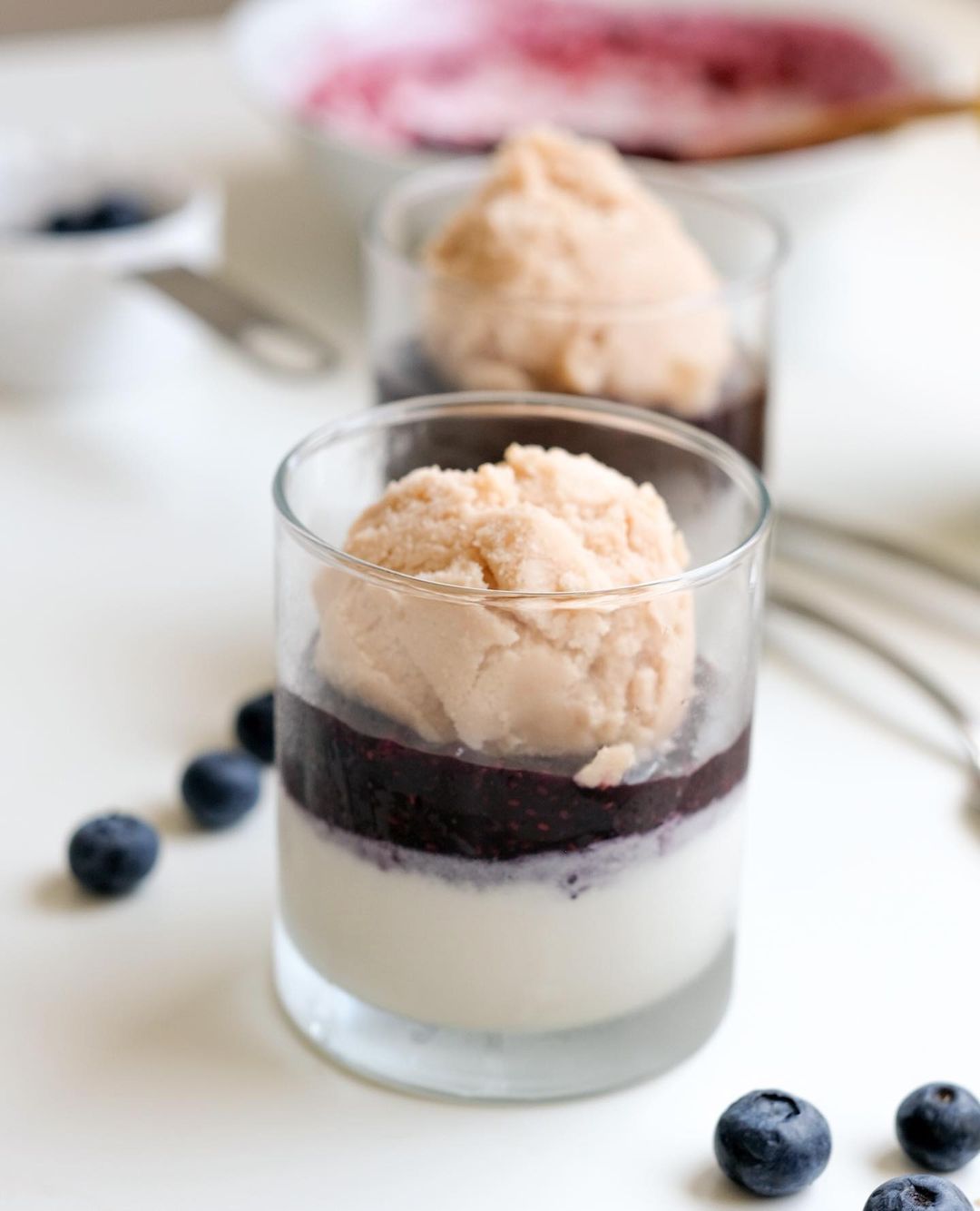 Blueberry Coconut Panna Cotta with Banana Nicecream