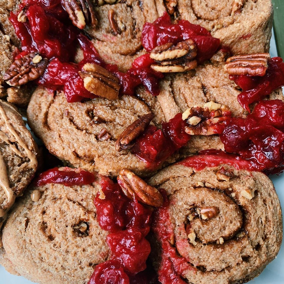 Vegan Cranberry Pecan Cinnamon Rolls