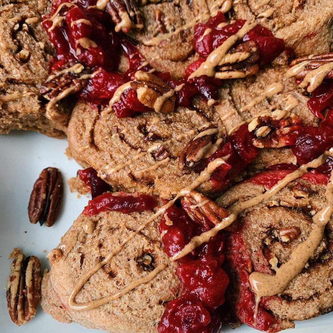 Vegan Cranberry Pecan Cinnamon Rolls