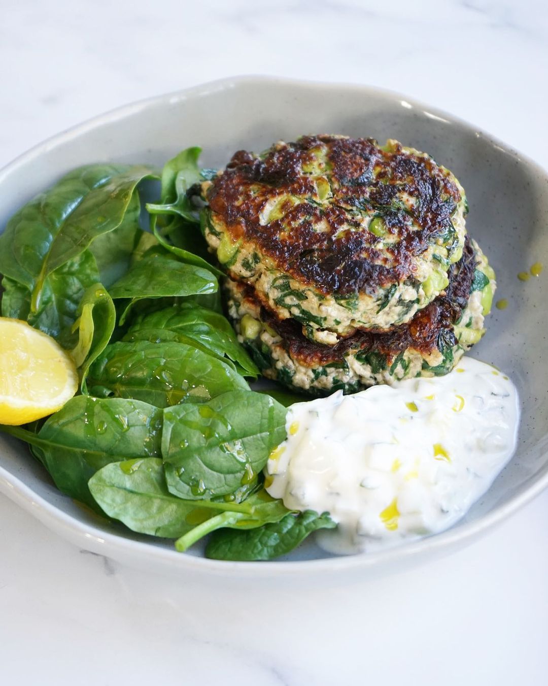 Edamame Spinach Fritters with Mint and Chia