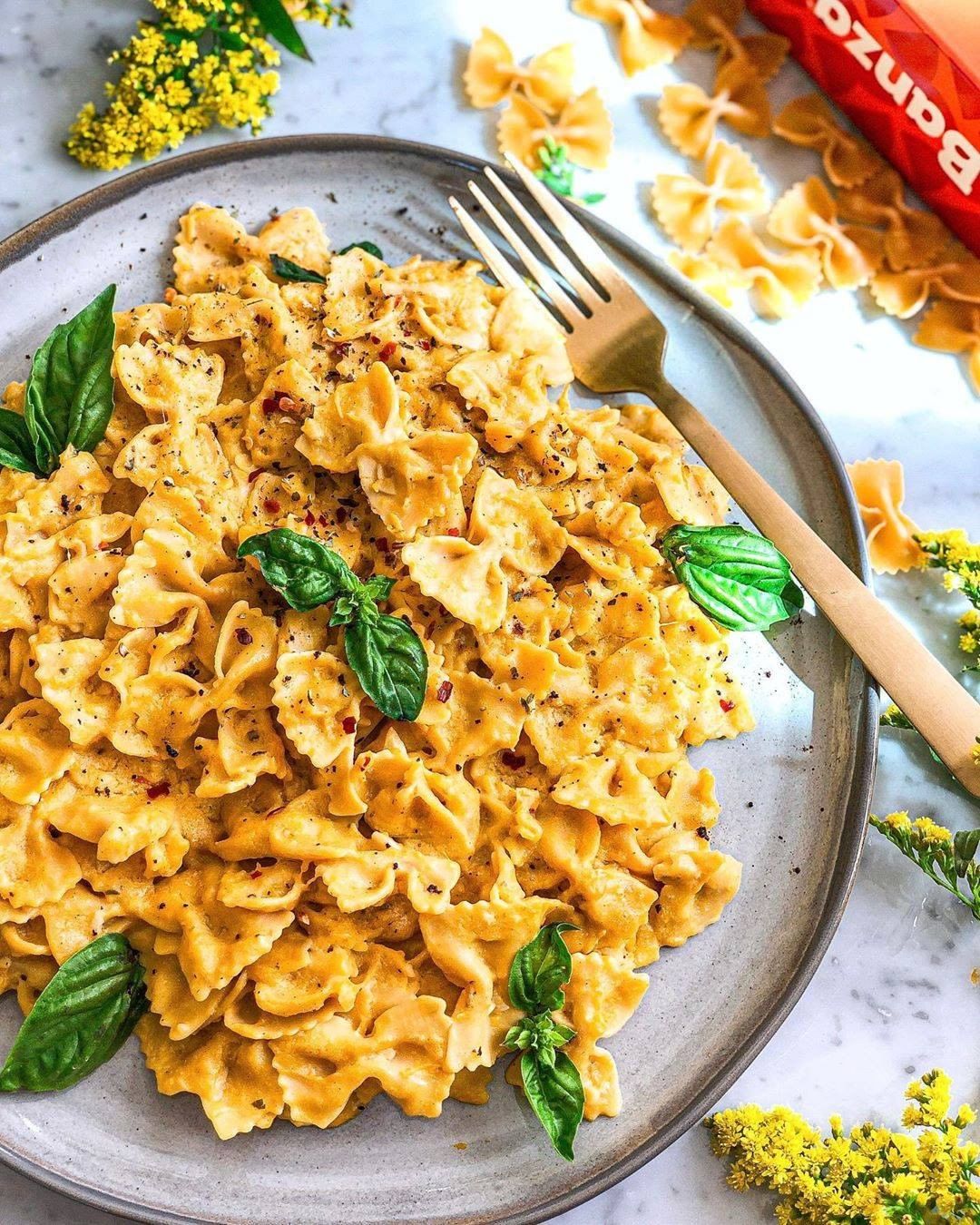 Pumpkin Alfredo Bowtie Pasta