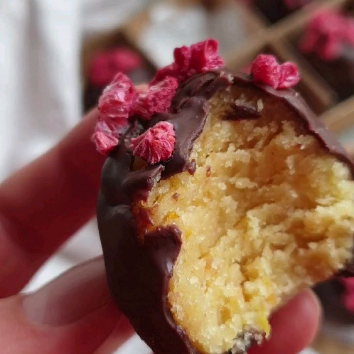 Lemon Cake Pops with Dark Chocolate and Freeze Dried Raspberries