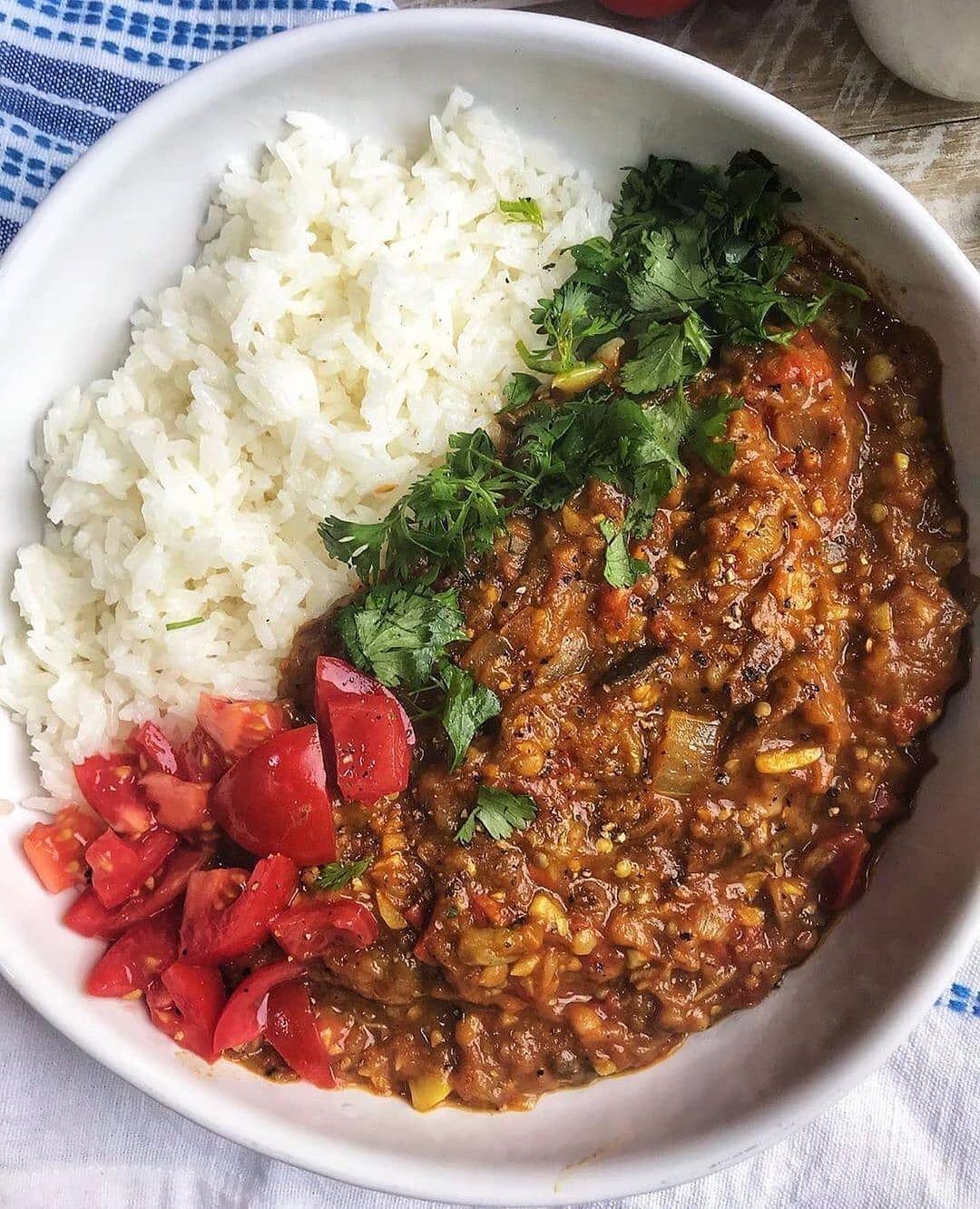 Charred Eggplant and Tomato Curry with Ginger