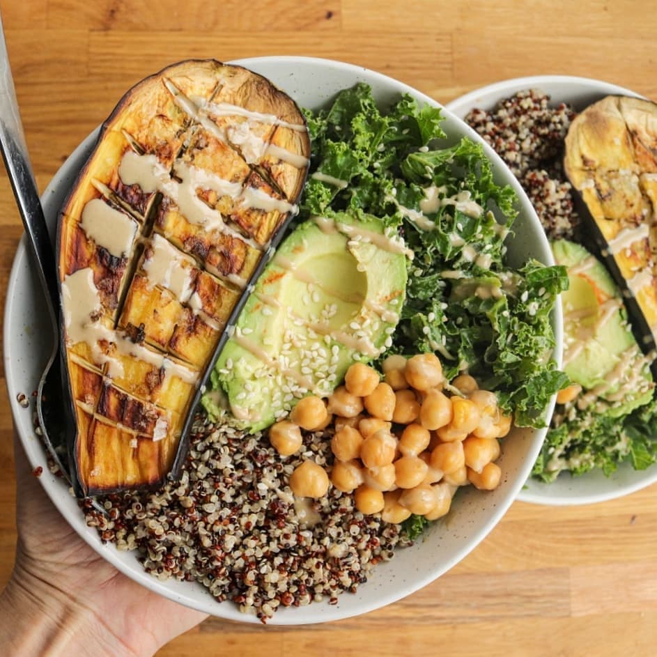 Easy Vegan Buddha Bowl with Eggplant