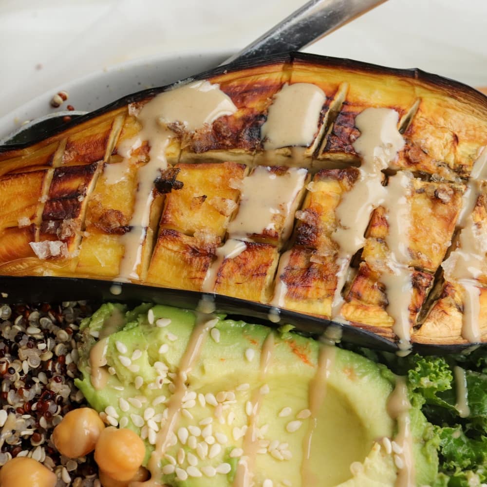 Easy Vegan Buddha Bowl with Eggplant