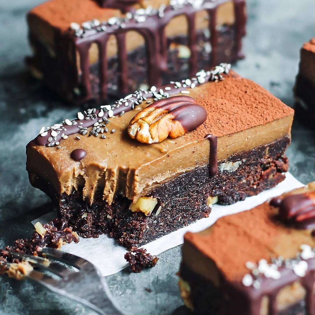 Chewy Pecan Brownie with Roast Almond Butter Frosting