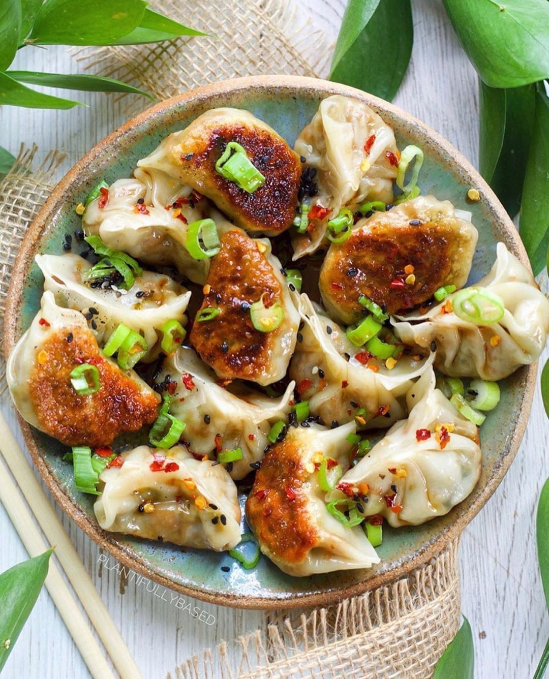 Chick'n and Broccoli Dumplings with Spicy Maple Sauce