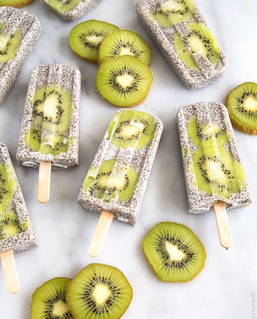 Vegan Coconut Chia Kiwi Popsicles