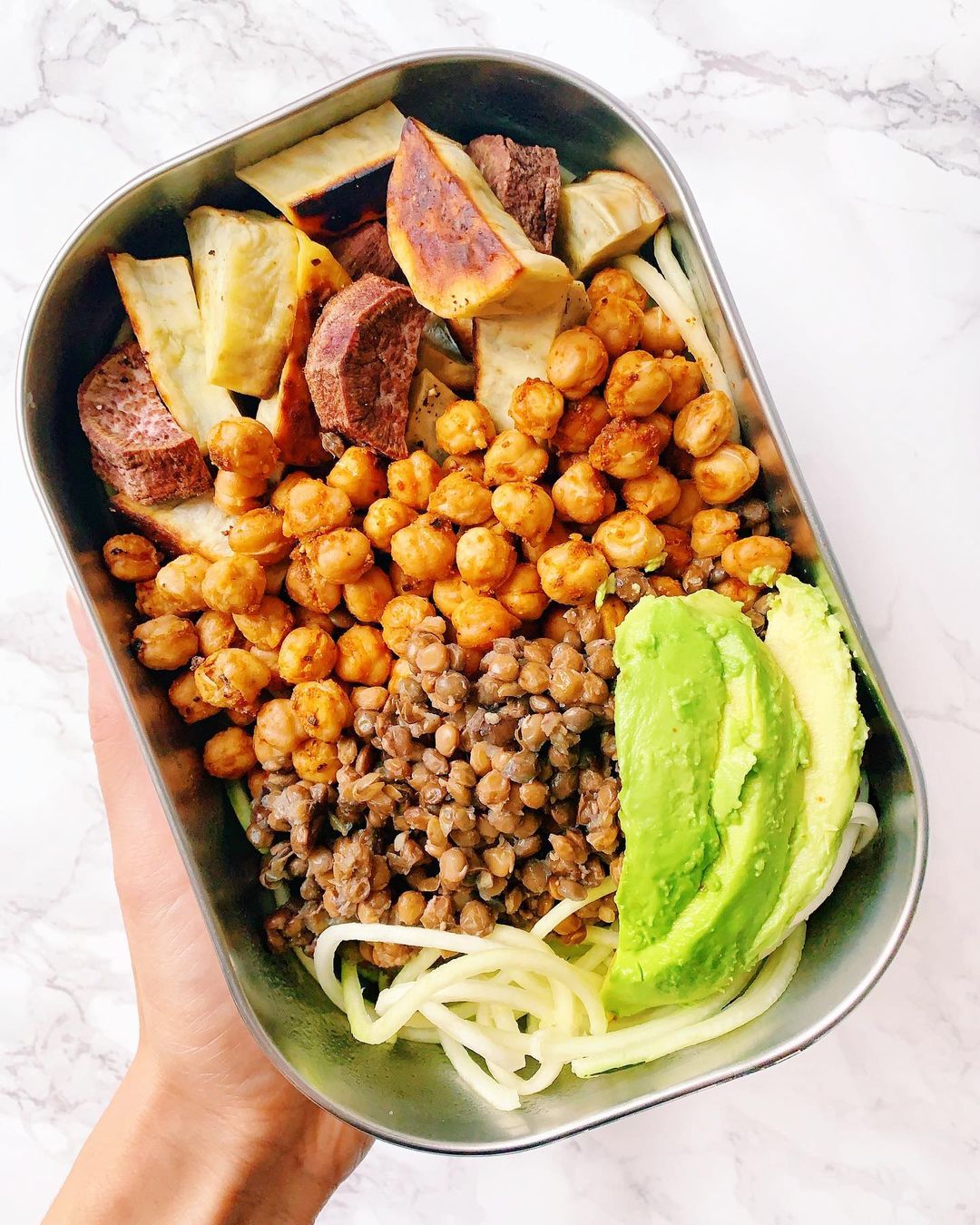 Zoodle Lunch Bowl with Roasted Chickpeas