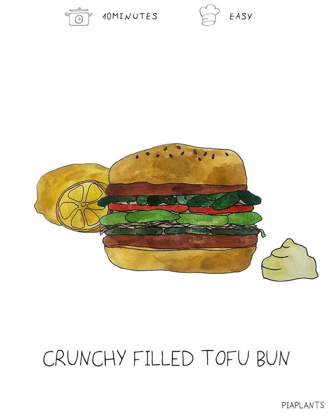Tofu Avocado Pickle Sandwich on Crunchy Bun