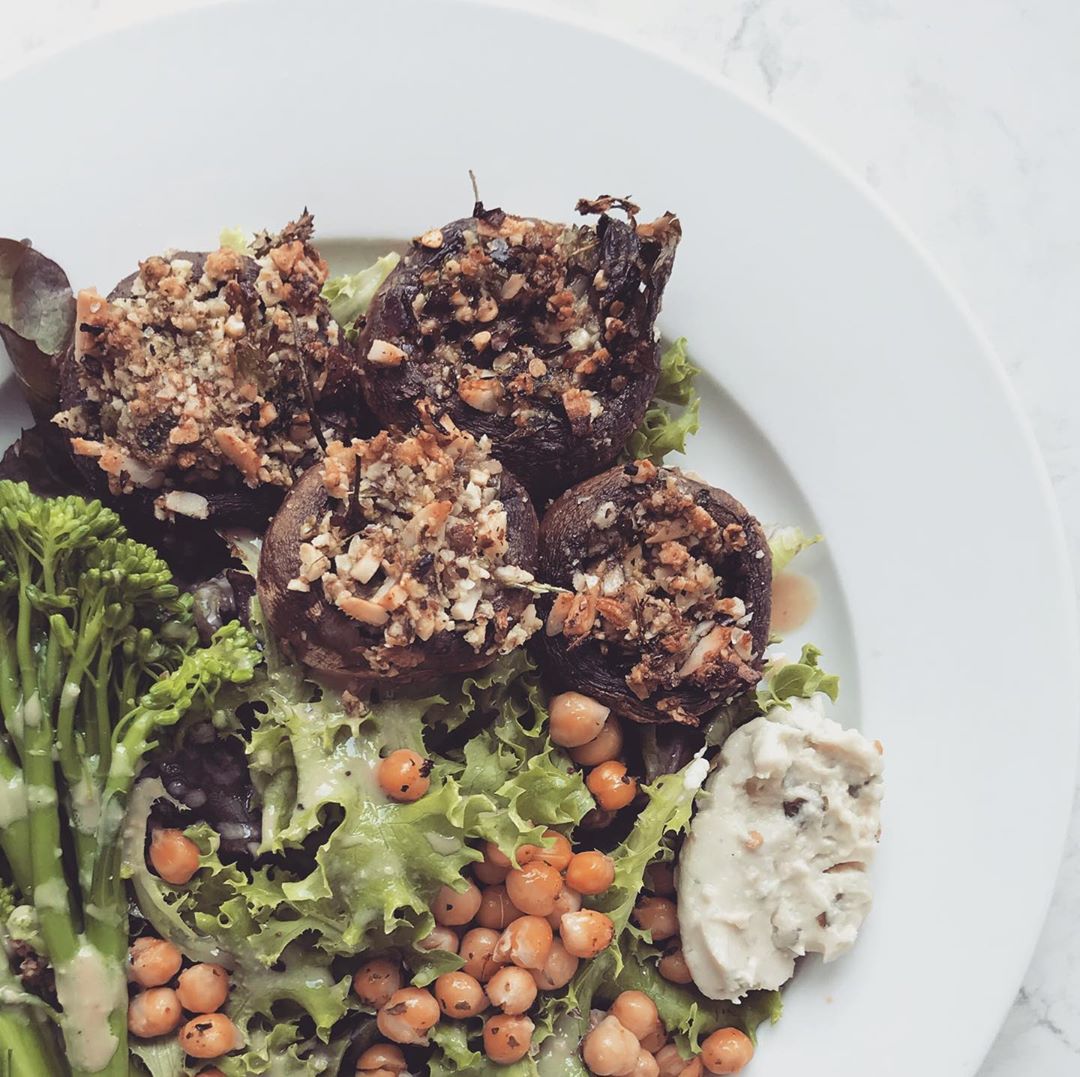 Almond Herb Stuffed Mushrooms