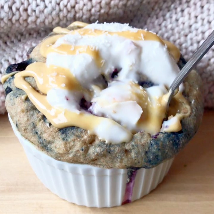 Microwave Blueberry Muffin with Banana and Cinnamon