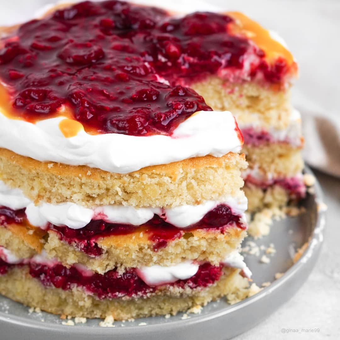 Vegan Lemon Raspberry Mango Jam Cake