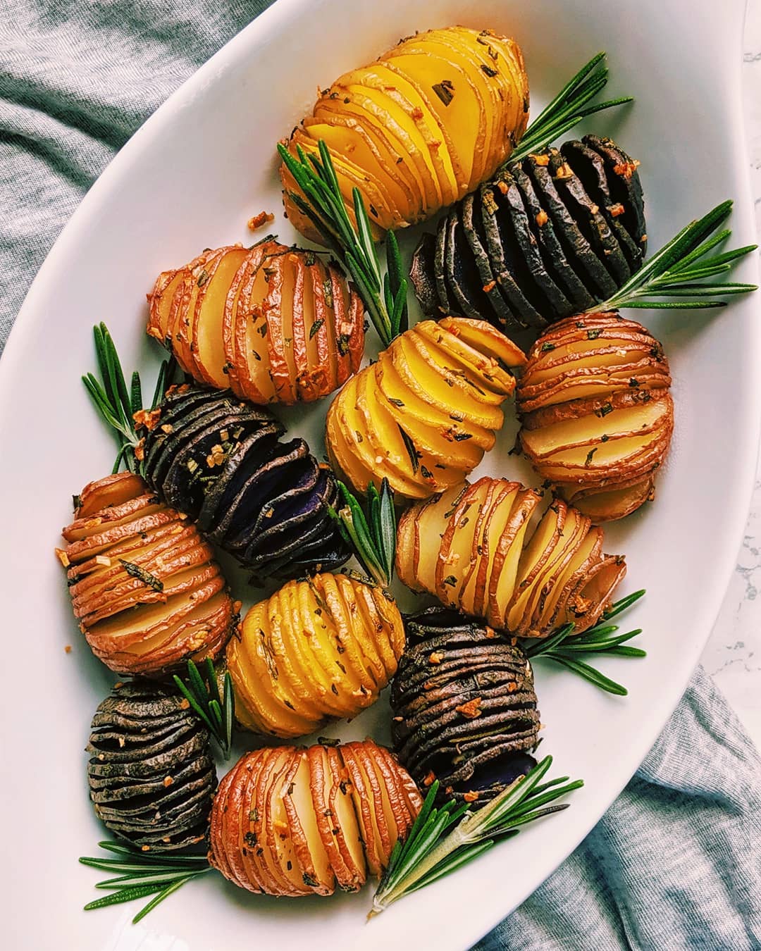 Rosemary Garlic Hasselback Baby Potatoes