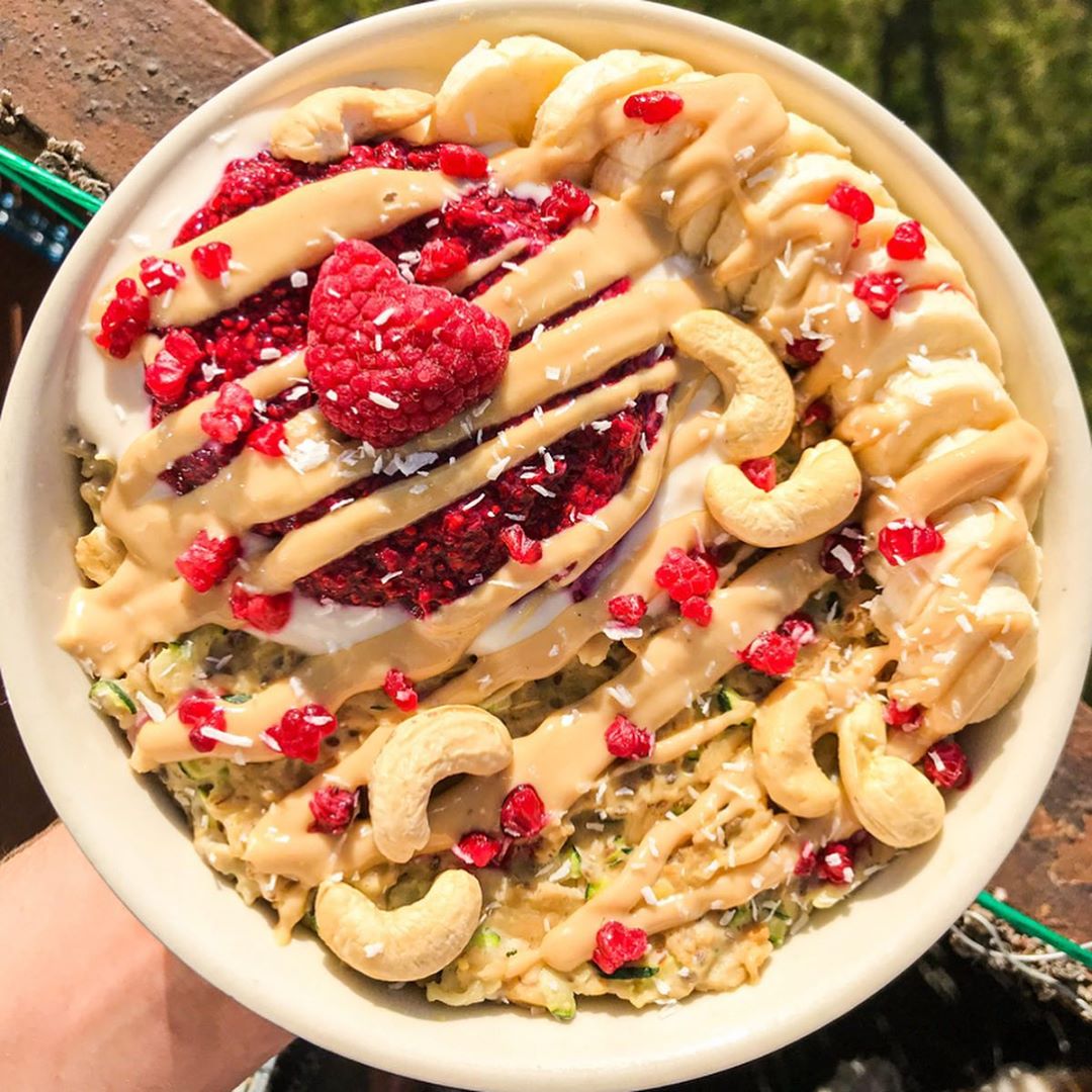 Peanut Butter Jelly Zucchini Protein Oats