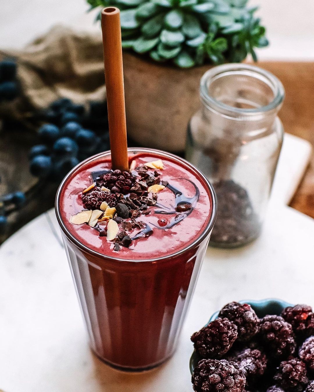 Blackberry Peanut Butter Ginger Smoothie