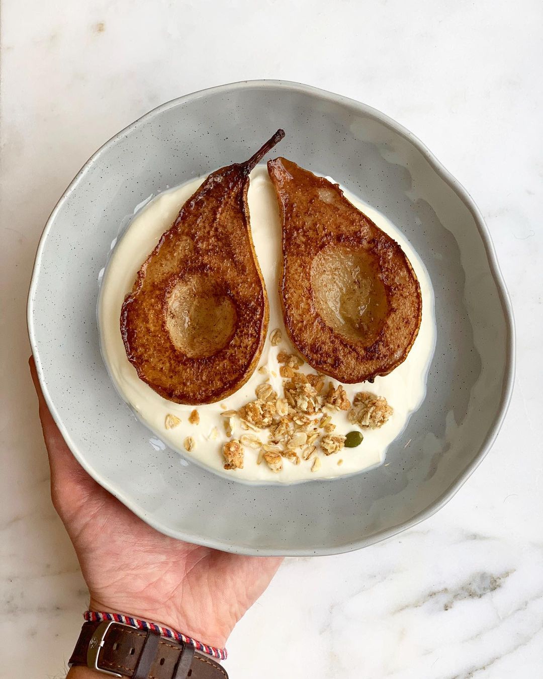 Cinnamon Baked Pears with Yogurt and Granola