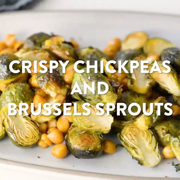 Crispy Brussels Sprouts and Chickpeas⁣