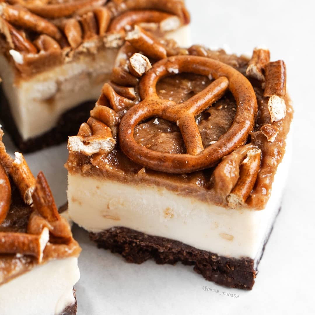 Salted Caramel Ice Cream Bars with Brownie Base