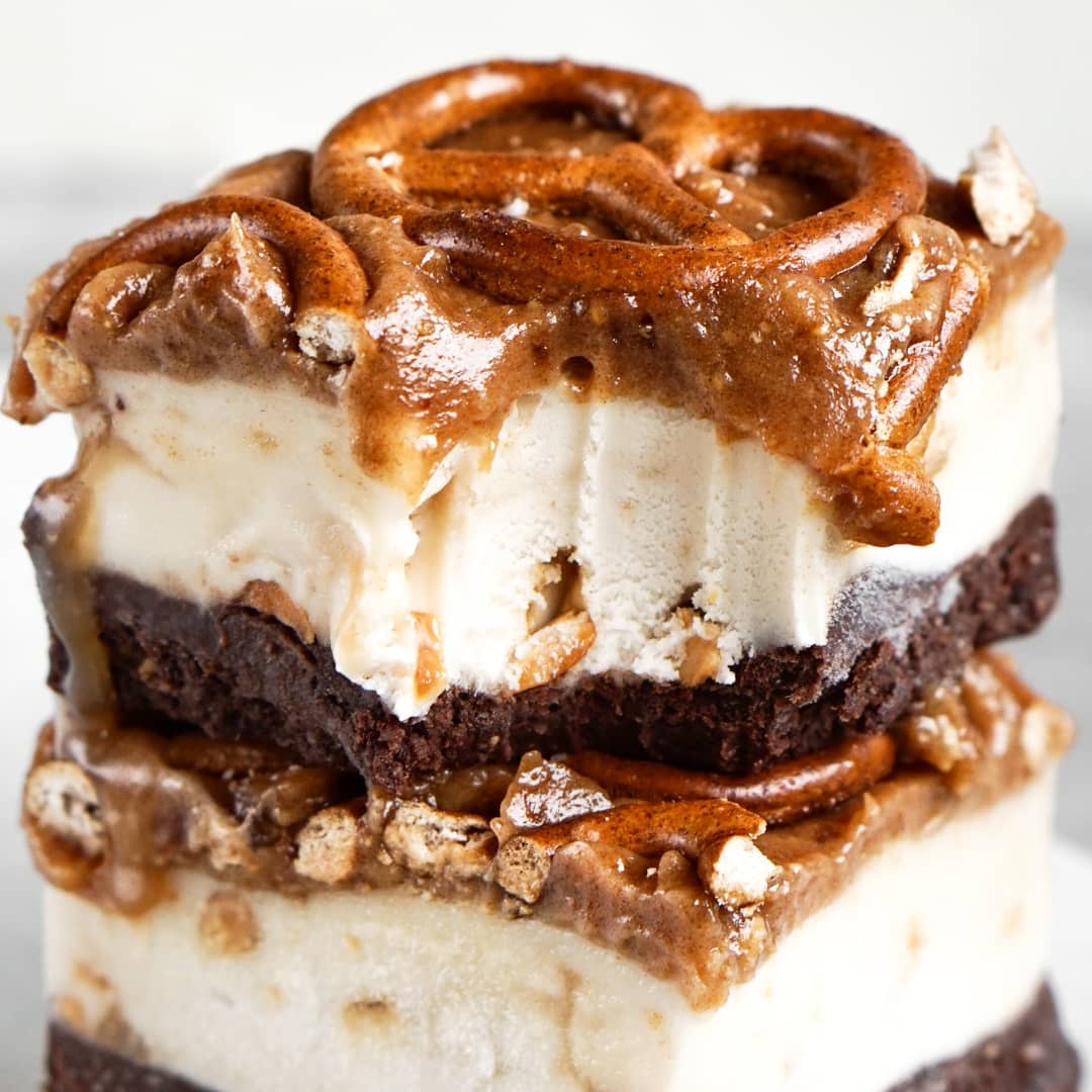 Salted Caramel Ice Cream Bars with Brownie Base