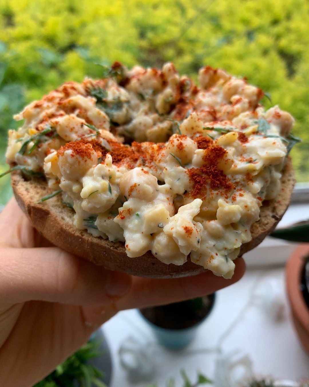 Vegan Chickpea Tuna Bagel Sandwich