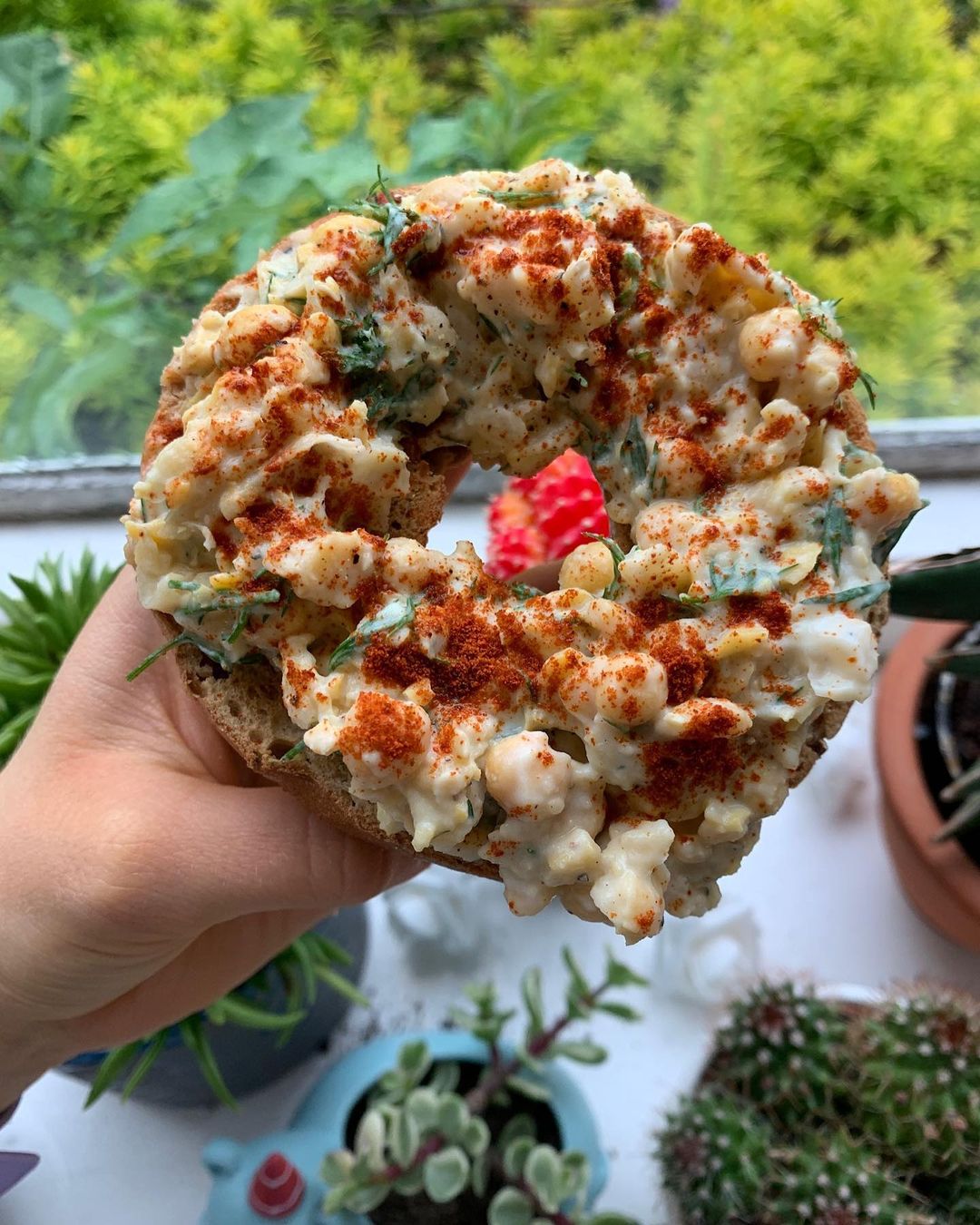 Vegan Chickpea Tuna Bagel Sandwich
