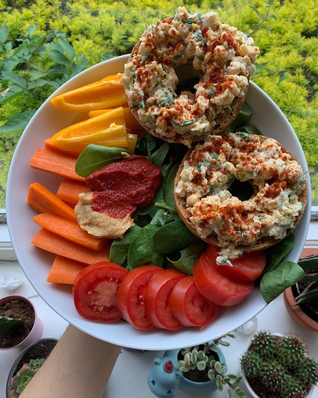 Vegan Chickpea Tuna Bagel Sandwich