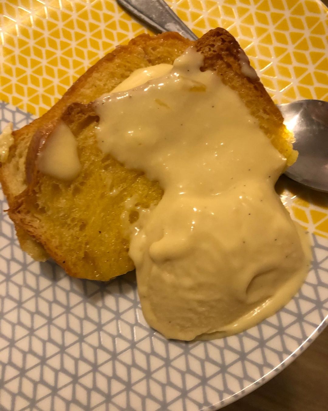 Brioche Pudding with Ice Cream