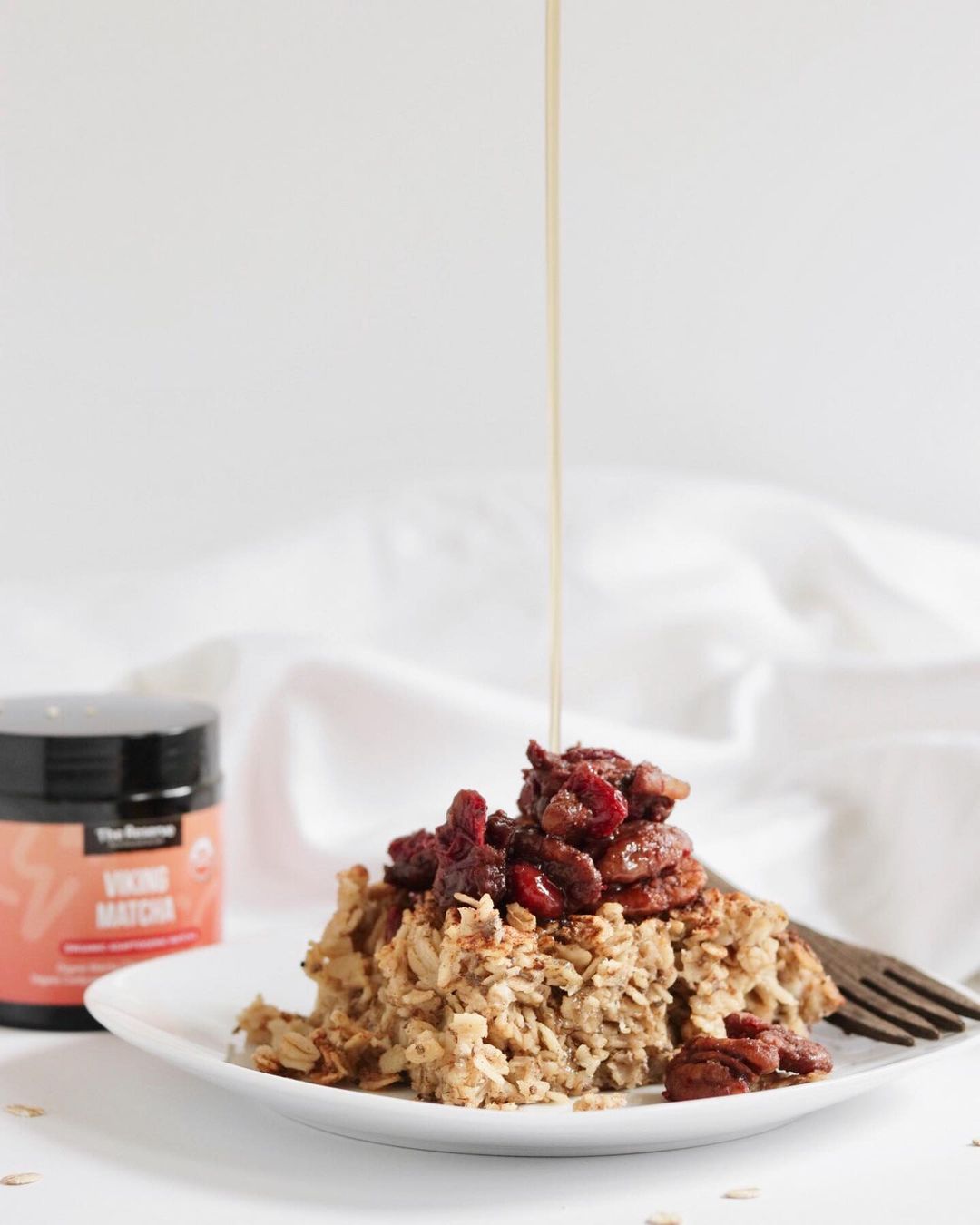 Cranberry Spiced Candied Pecans with Matcha