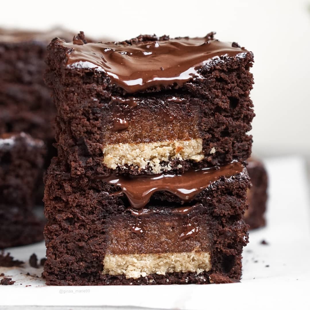 Healthy Brownies with Salted Caramel Bars