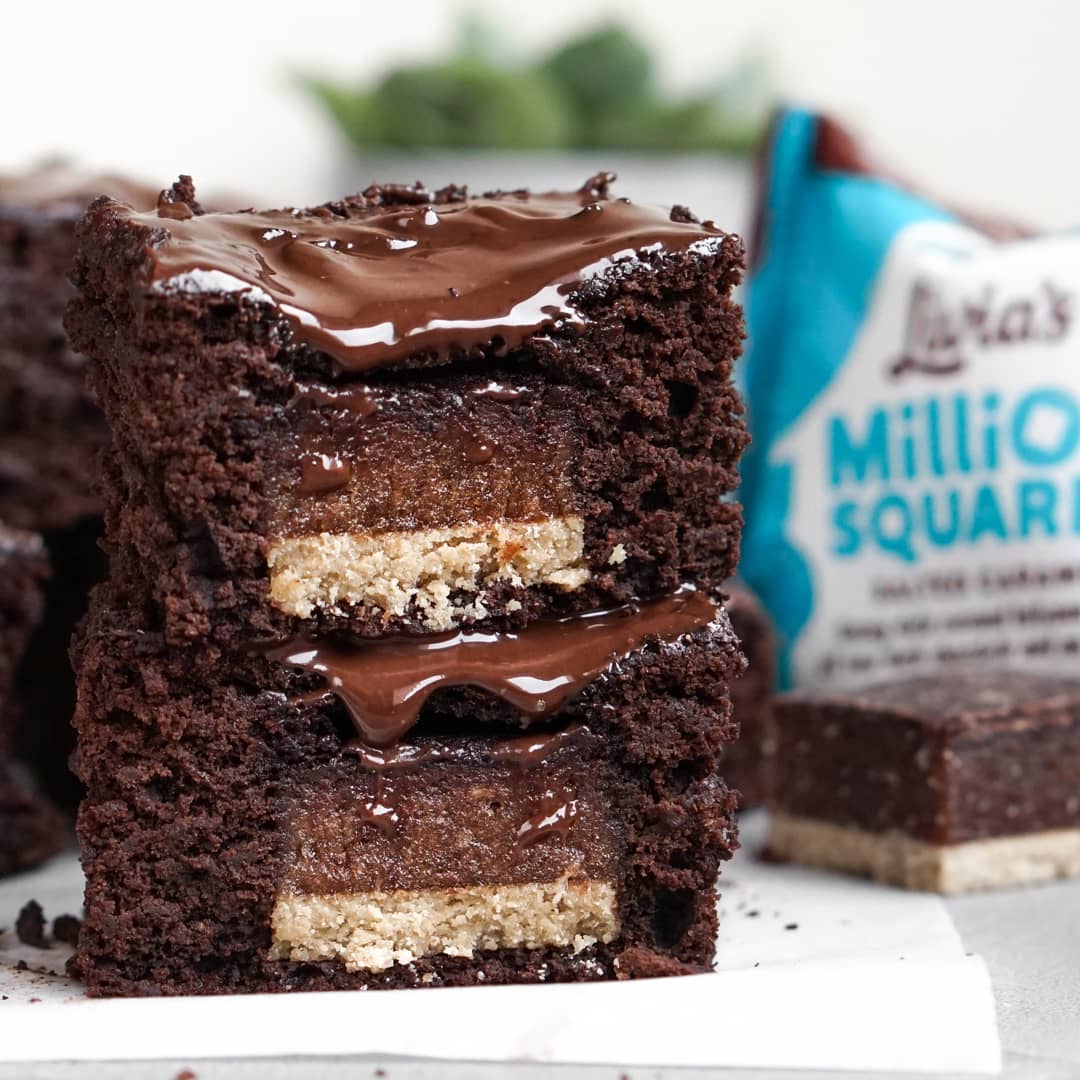 Healthy Brownies with Salted Caramel Bars