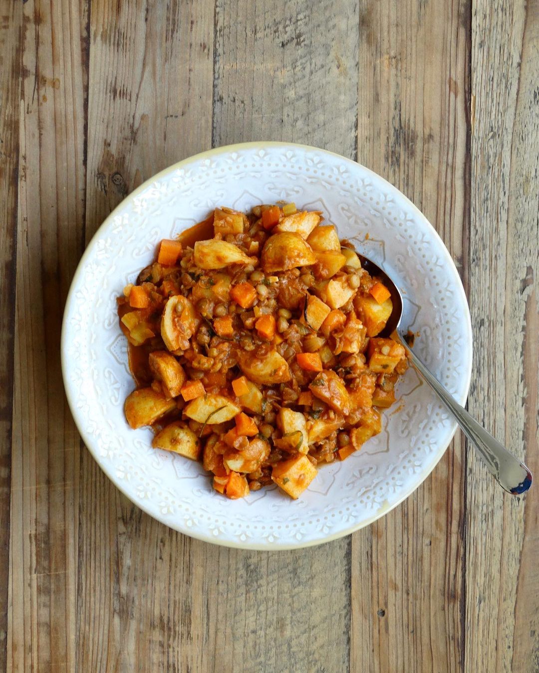 Hearty Lentil and Roast Potato Stew