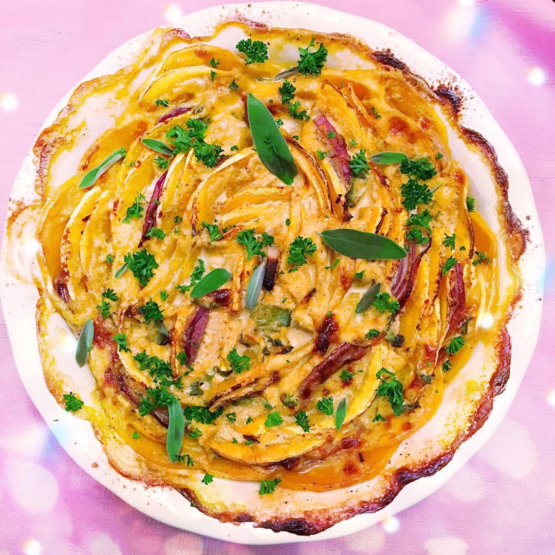 Creamy Butternut Squash Gratin with Miso and Garlic