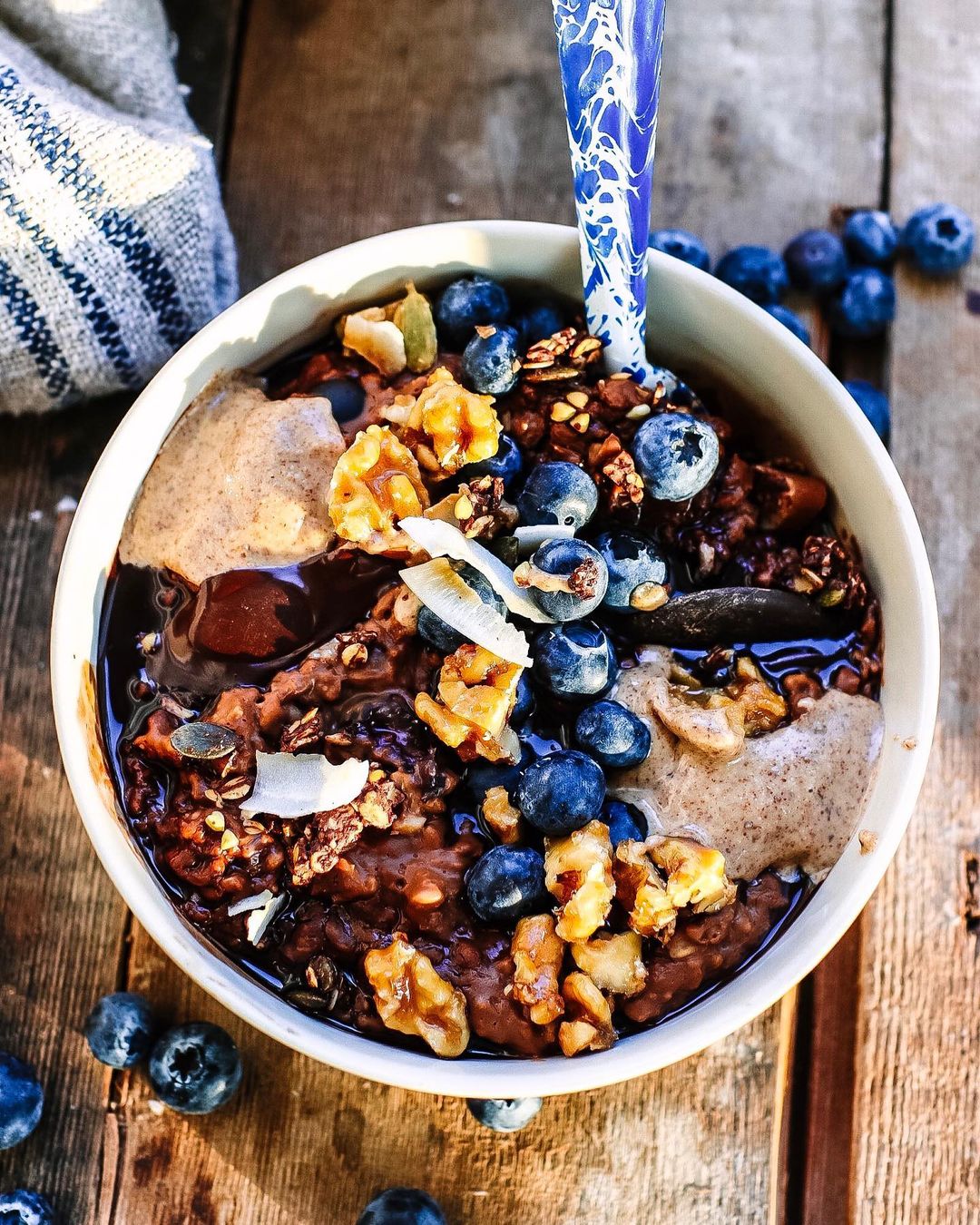 Chocolate Blueberry and Cardamom Porridge