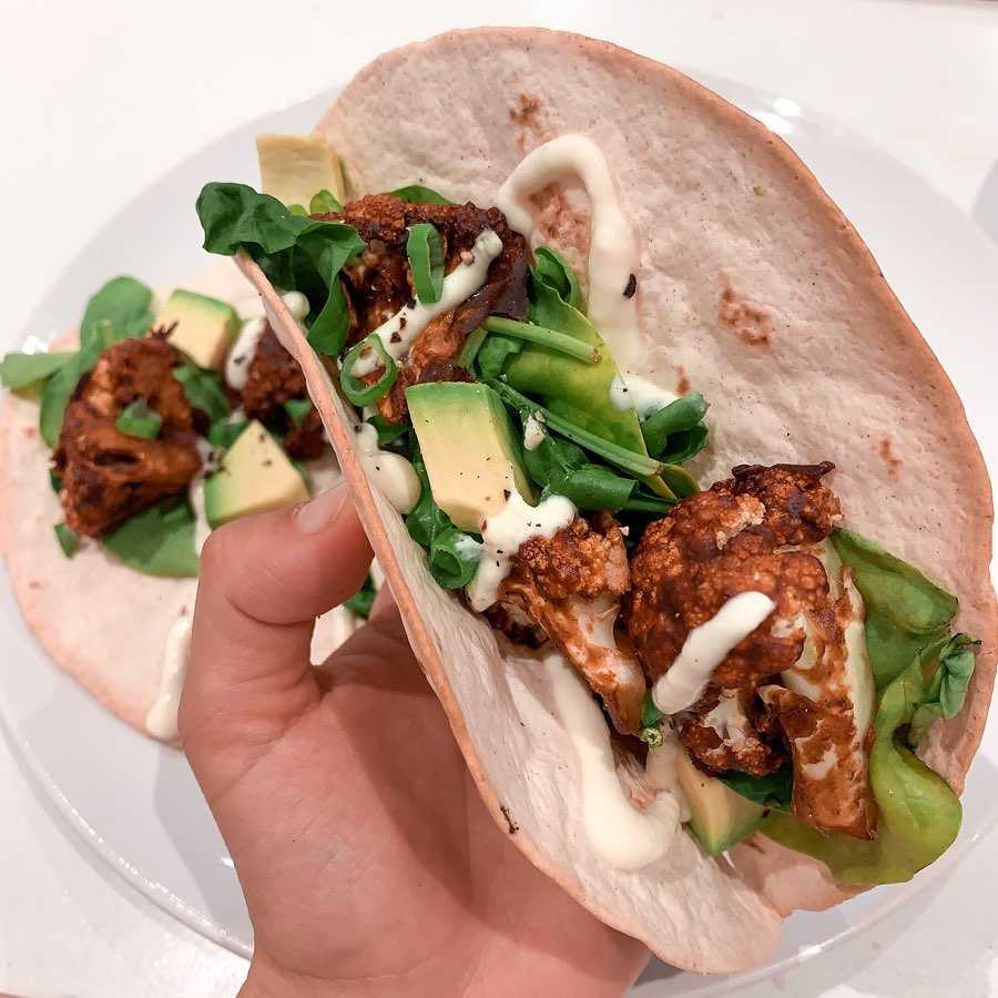Cauliflower Wings in Tortilla Wraps