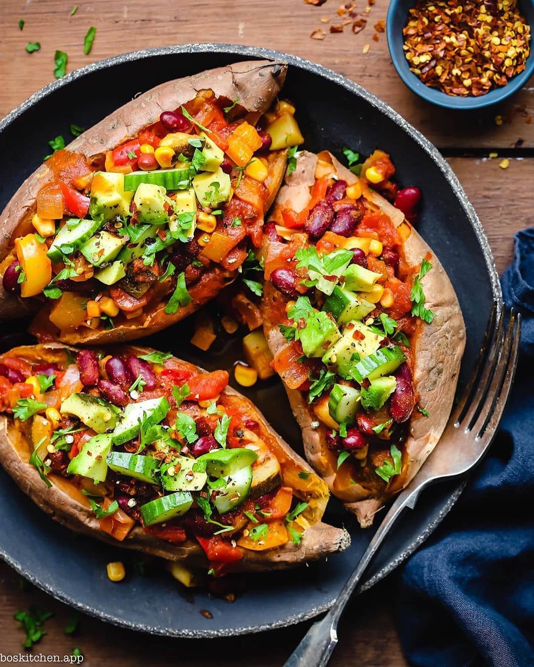 Veggie Chili-Stuffed Sweet Potatoes