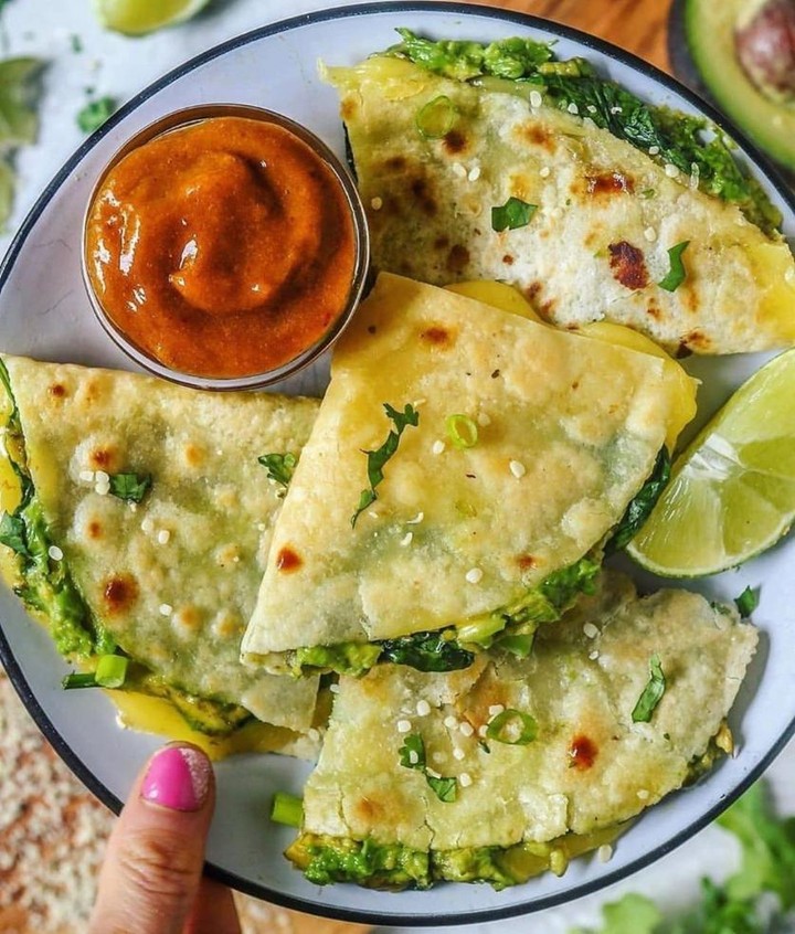 Avocado Spinach Black Bean Quesadillas
