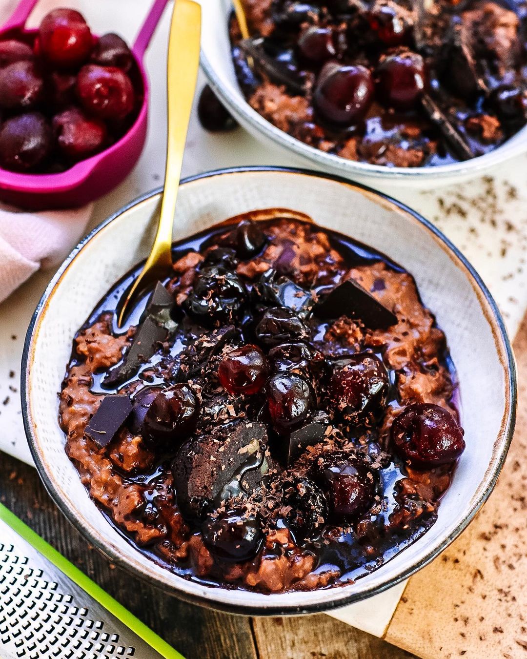 Chocolate Cherry Porridge with Joseph Joseph
