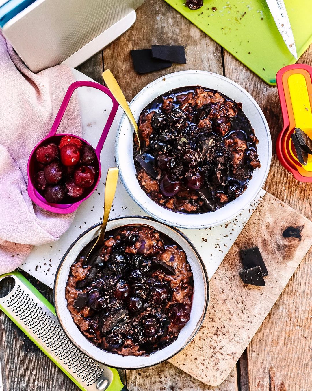 Chocolate Cherry Porridge with Joseph Joseph